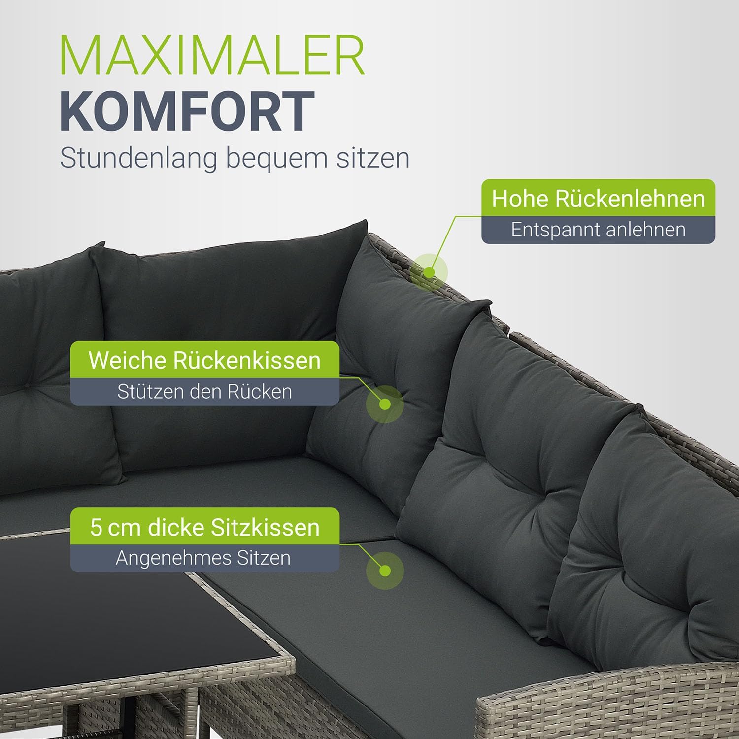 Juskys Polyrattan Lounge Manacor mit Ecksofa