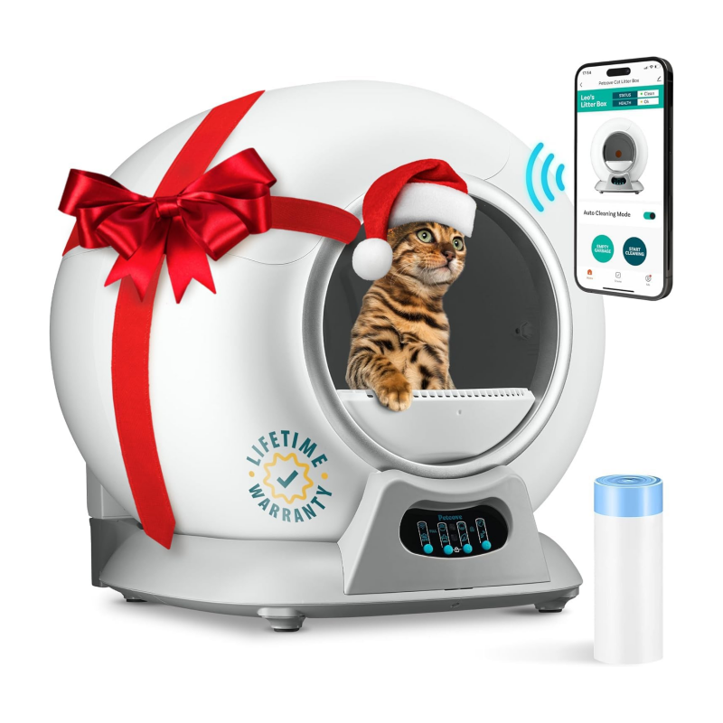 Self Cleaning Litter Box, Automatic Cat Litter Box Self Cleaning for Multiple Cats, Robot Automatic Litter Box Scoop Free Covered Ultra Cleaning -Odor Removal -APP Control Smart Litter Box