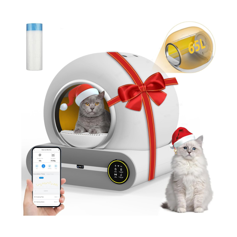 Self Cleaning Litter Box - Never Scoop Litter Again, 74L Large Automatic Cat Litter Box Self Cleaning for Multiple Cats, Safety/Low Noise/Use Easily Automatic Litter Box with APP Control