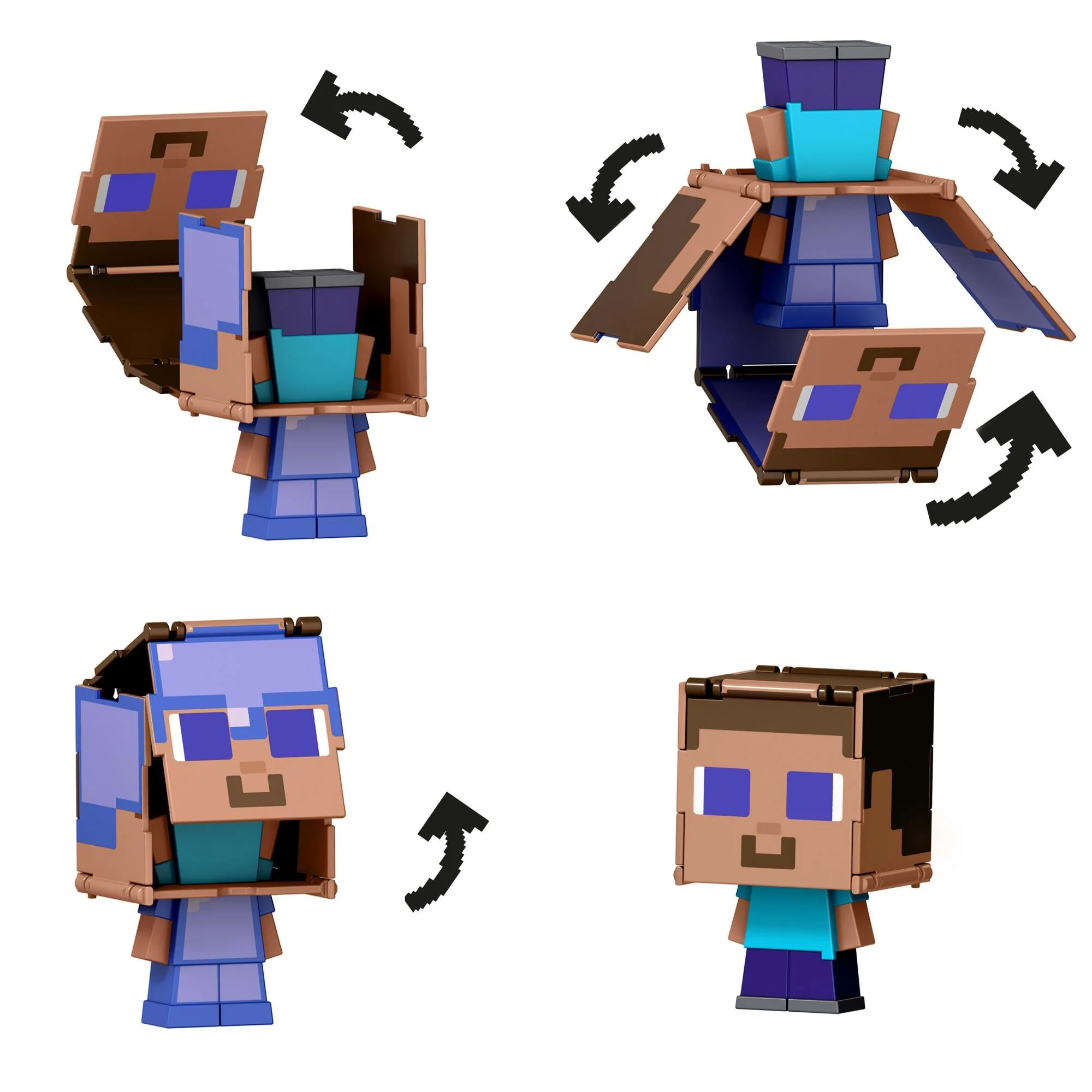 Minecraft - Mob Head Minis Flipping Figs - Steve & Steve in Enchanted Armor