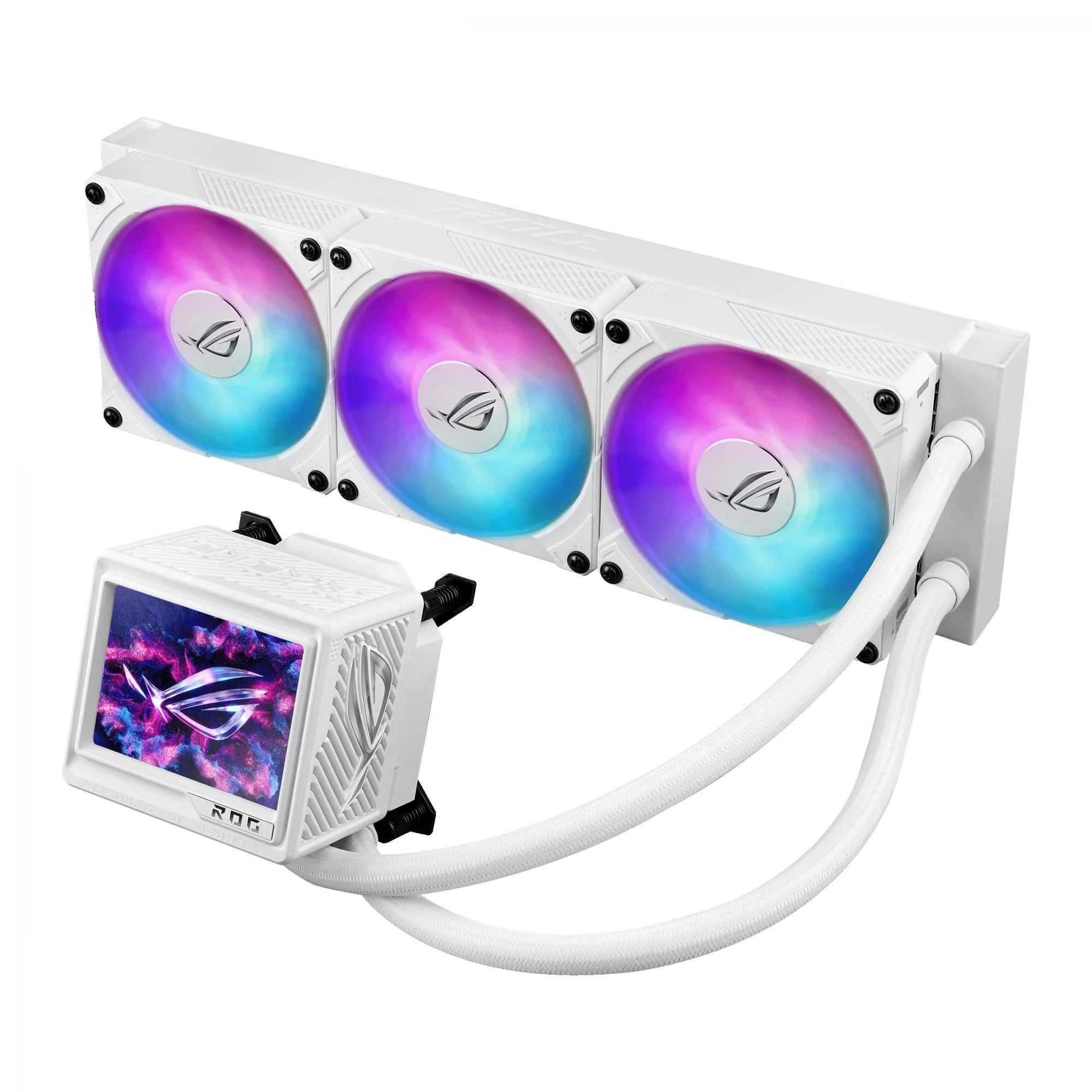ASUS ROG RYUJIN III 360 ARBG EXTREME WHITE LCD AiO Liquid Cooler w. 3.5 LCD. Asetek Gen8 pump