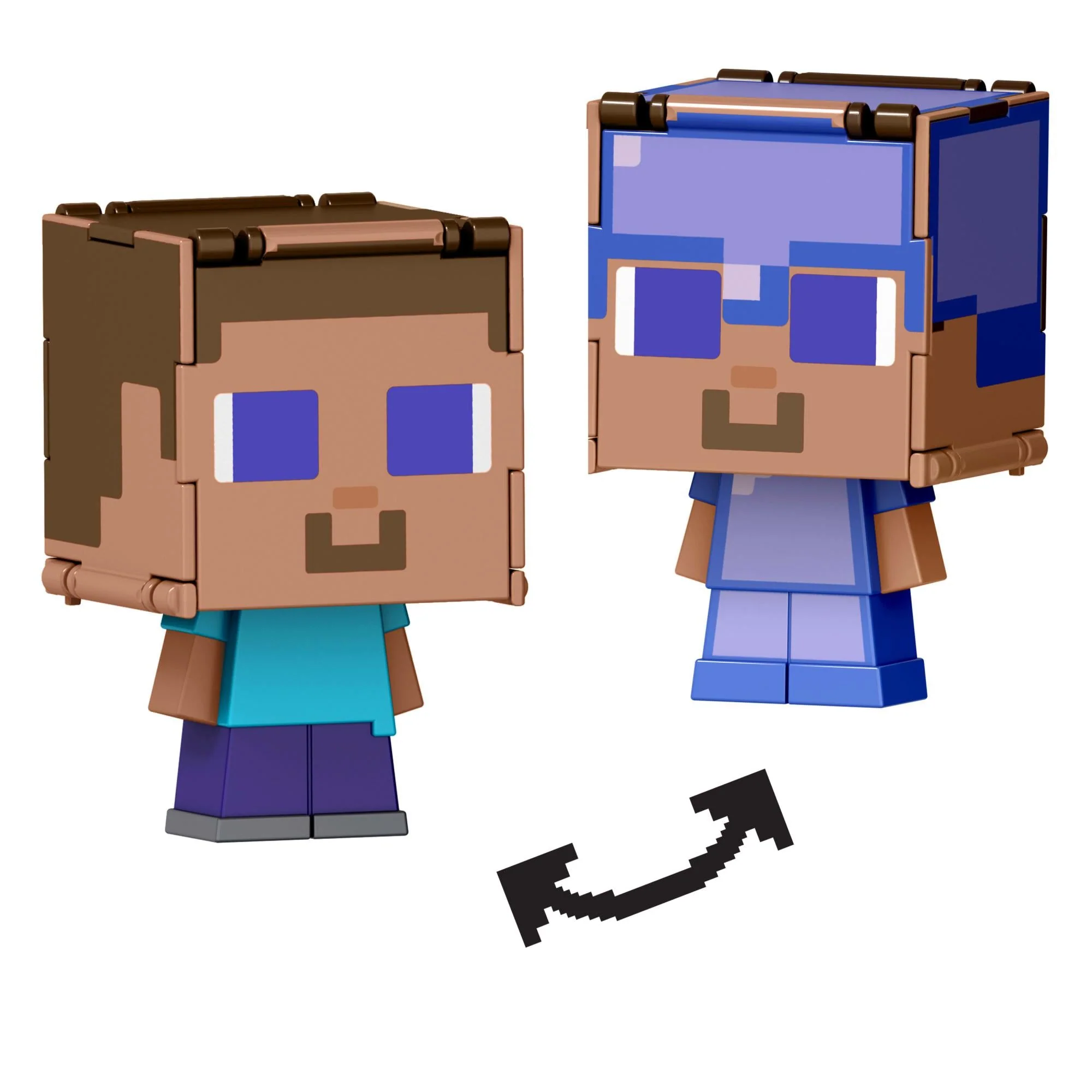 Minecraft - Mob Head Minis Flipping Figs - Steve & Steve in Enchanted Armor