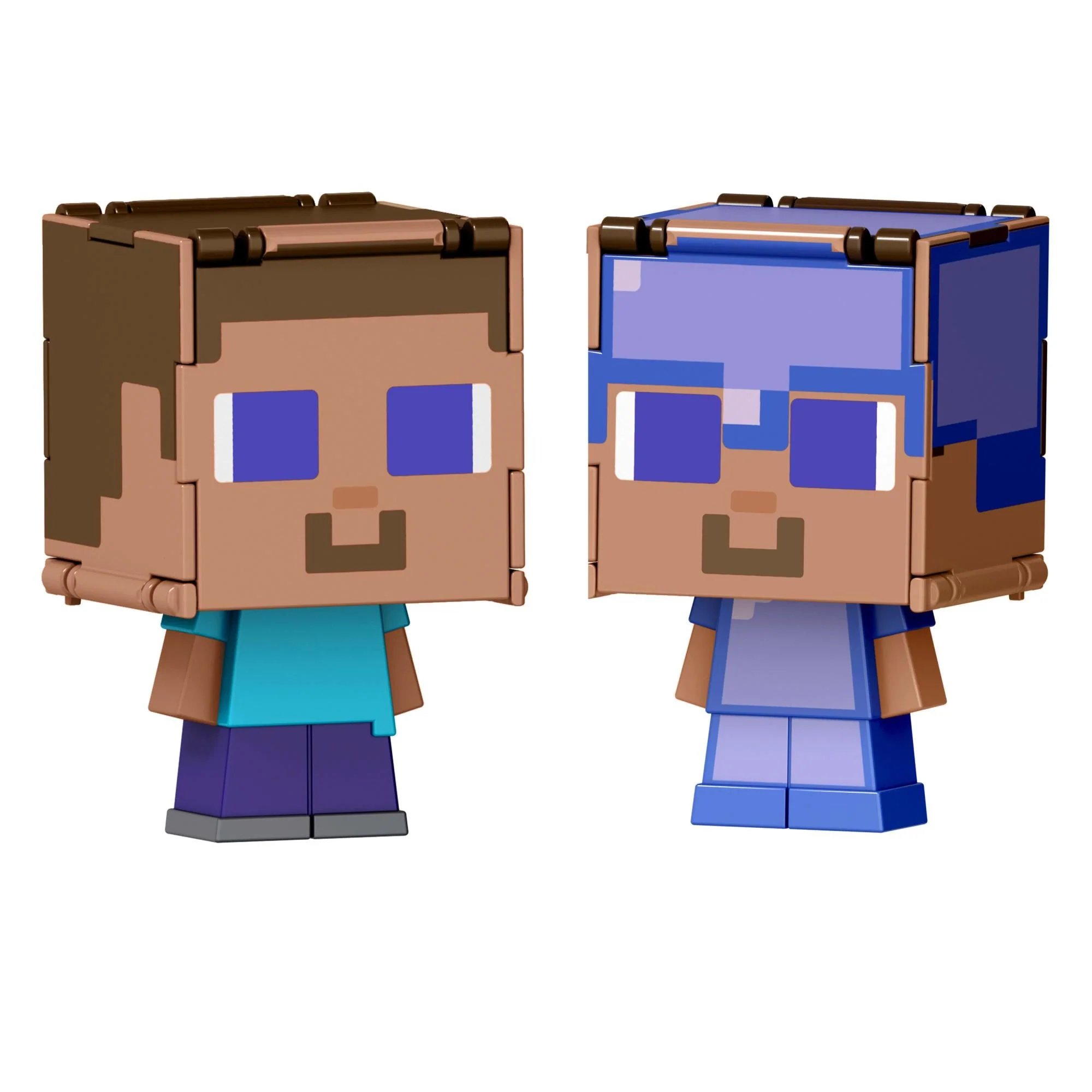 Minecraft - Mob Head Minis Flipping Figs - Steve & Steve in Enchanted Armor
