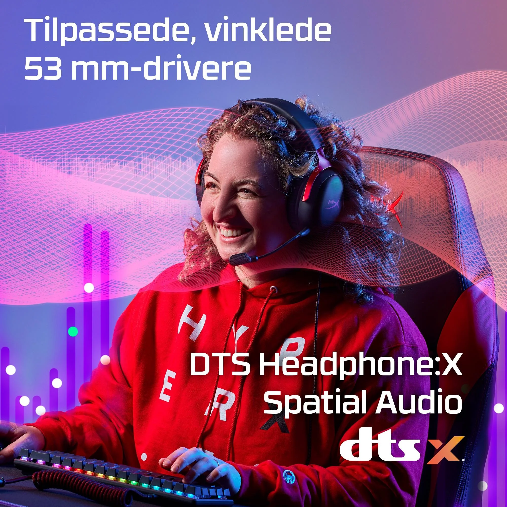 HyperX Cloud 3 Kabling Headset Sort Rød